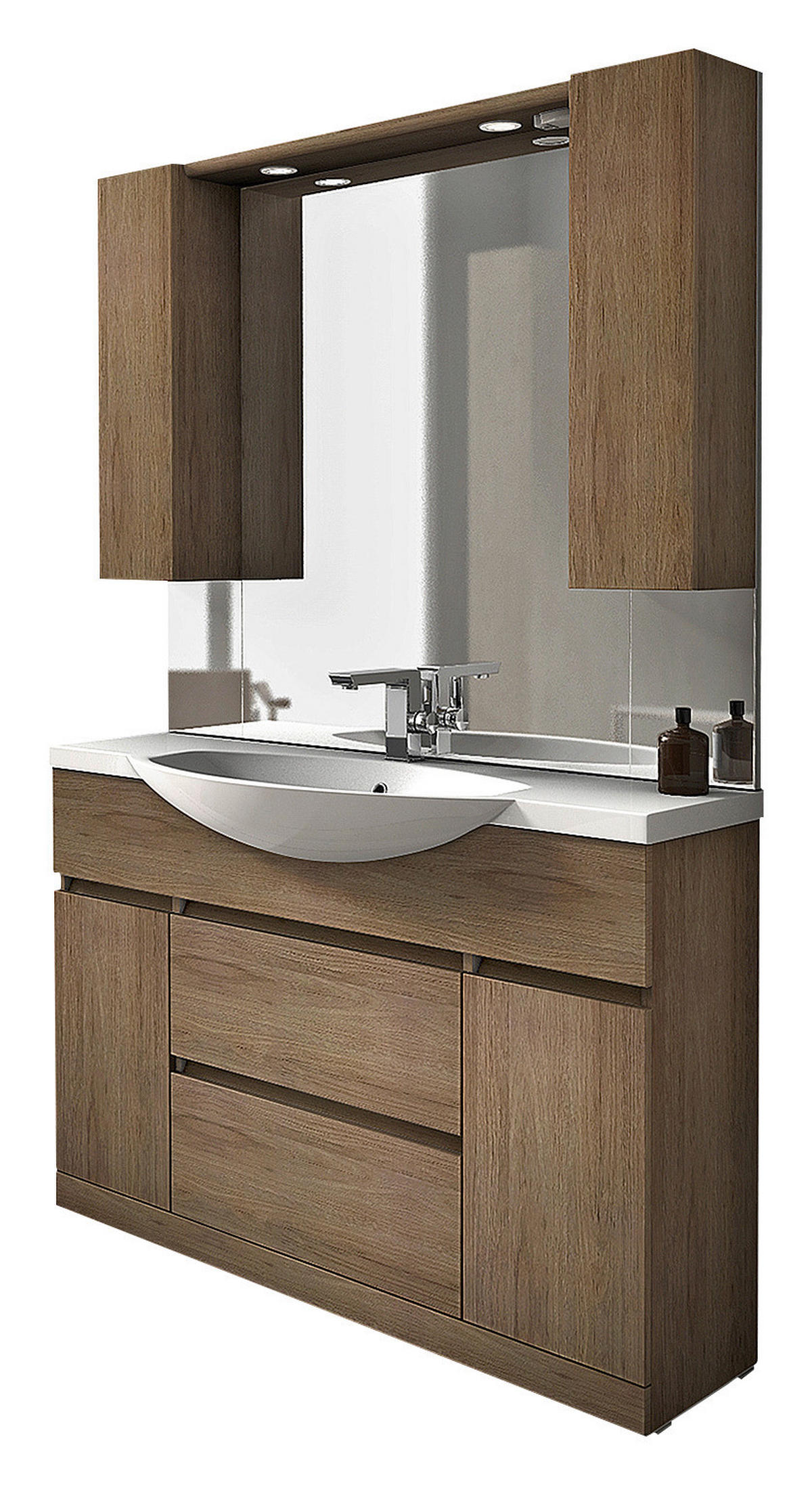 FÜRDŐSZOBABÚTOR - tölgyfa színű/fehér, Basics, műanyag/faalapú anyag (120/190/50cm) - Welnova