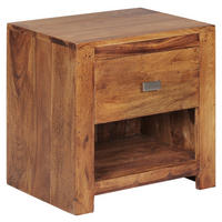 NACHTSCHRANK 40/40/30 cm Sheesham massiv  - Chromfarben/Sheeshamfarben, KONVENTIONELL, Holz/Metall (40/40/30cm) - MID.YOU