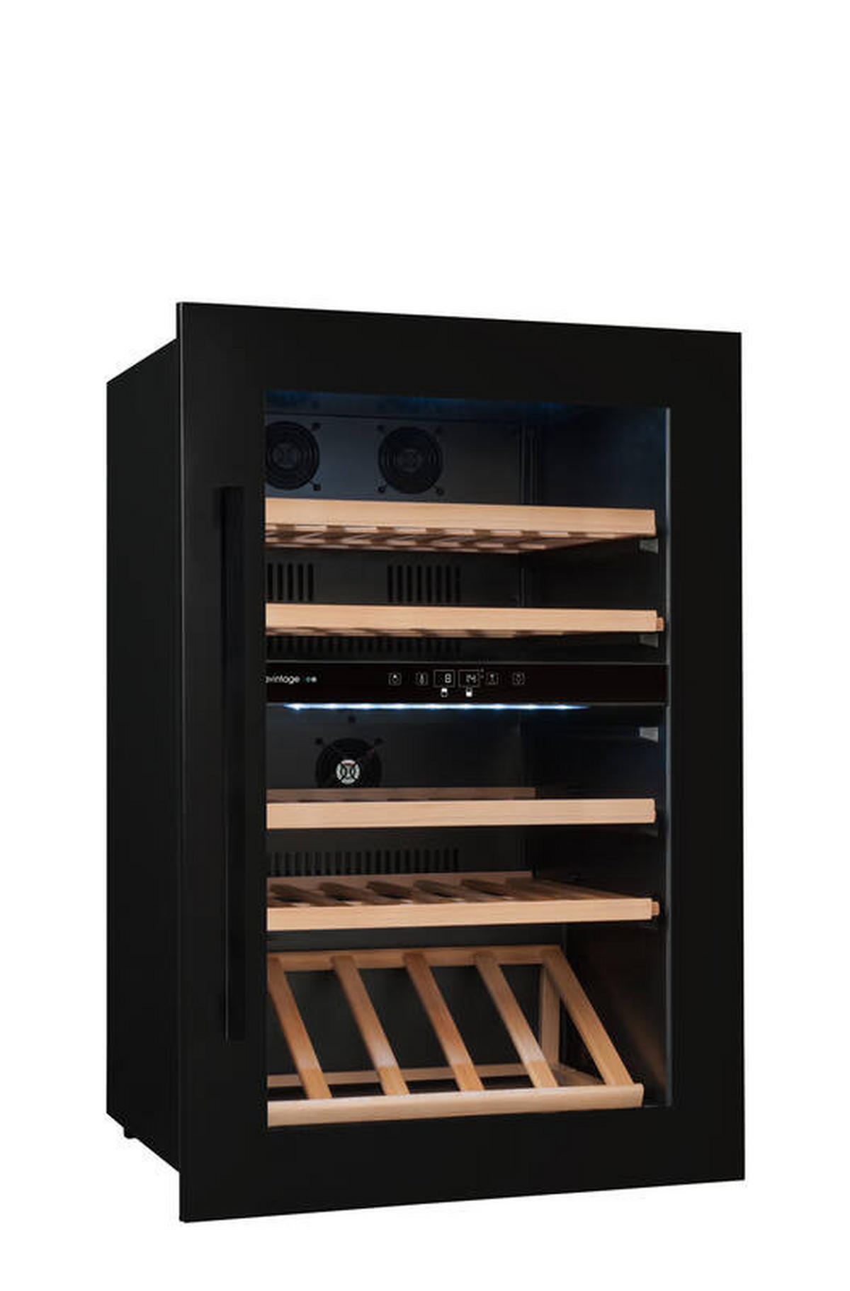 WEINKÜHLSCHRANK AVI88G2  - Schwarz, Basics, Glas/Holz (59,2/88,4/55,6cm)