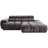 ECKSOFA 239/150 cm  in Flachgewebe Anthrazit Rücken echt, Kopfteilverstellung  239/150 cm  - Anthrazit, MODERN, Textil (239/150cm) - MID.YOU