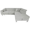 ECKSOFA in Cord Grau  - Silberfarben/Grau, Design, Textil/Metall (257/226cm) - Xora