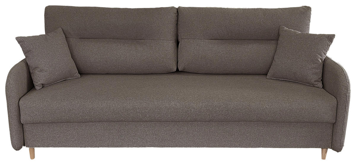 SCHLAFSOFA Flachgewebe Taupe  - Taupe/Schwarz, Design, Holz/Kunststoff (206/88/93cm) - MID.YOU