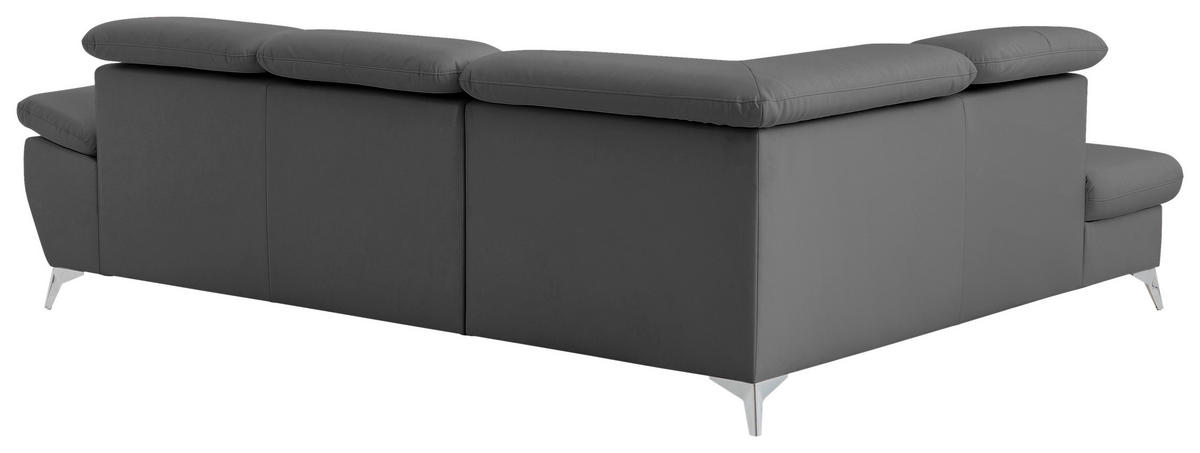ECKSOFA in Lederlook Grau  - Chromfarben/Grau, KONVENTIONELL, Textil/Metall (209/256cm) - Livetastic