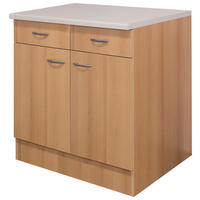 KÜCHENUNTERSCHRANK 80/85/57 cm  in Buchefarben  - Edelstahlfarben/Beige, MODERN, Holzwerkstoff/Kunststoff (80/85/57cm) - FlexWell
