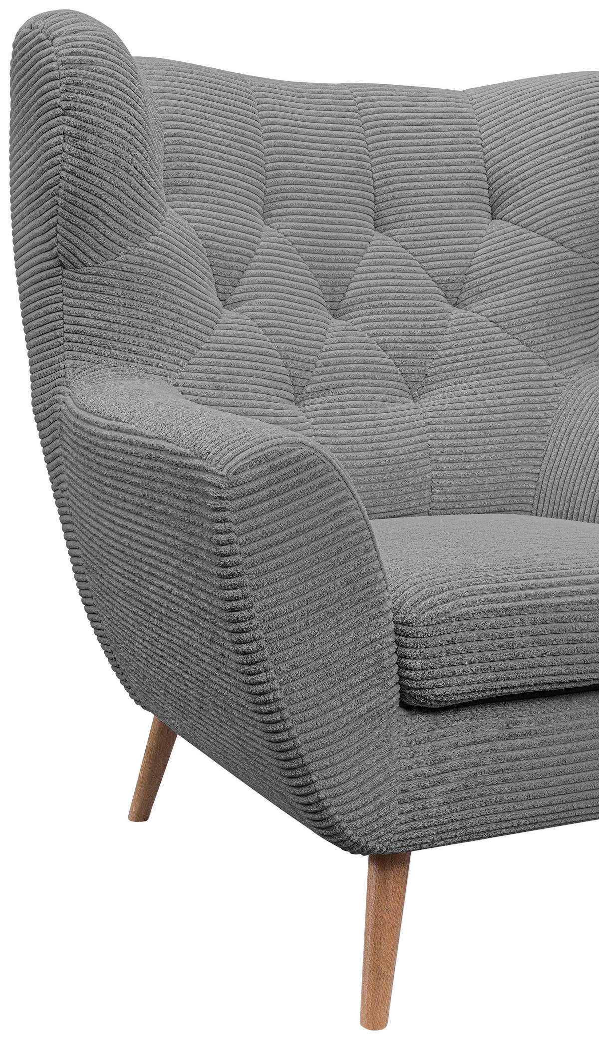 SESSEL in Cord Hellgrau  - Eichefarben/Hellgrau, Design, Holz/Textil (87/101/95cm) - Stylife