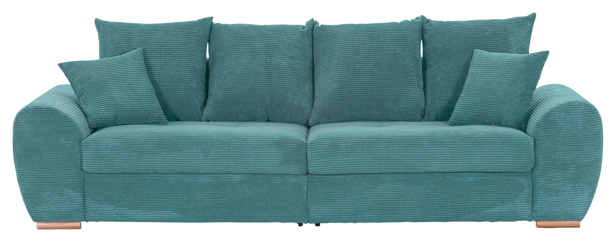 BIGSOFA Cord Petrol  - Eichefarben/Petrol, KONVENTIONELL, Holz/Textil (270/72/109cm) - Carryhome
