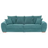 BIGSOFA in Cord Petrol  - Eichefarben/Petrol, Konventionell, Holz/Textil (270/72/109cm) - Carryhome