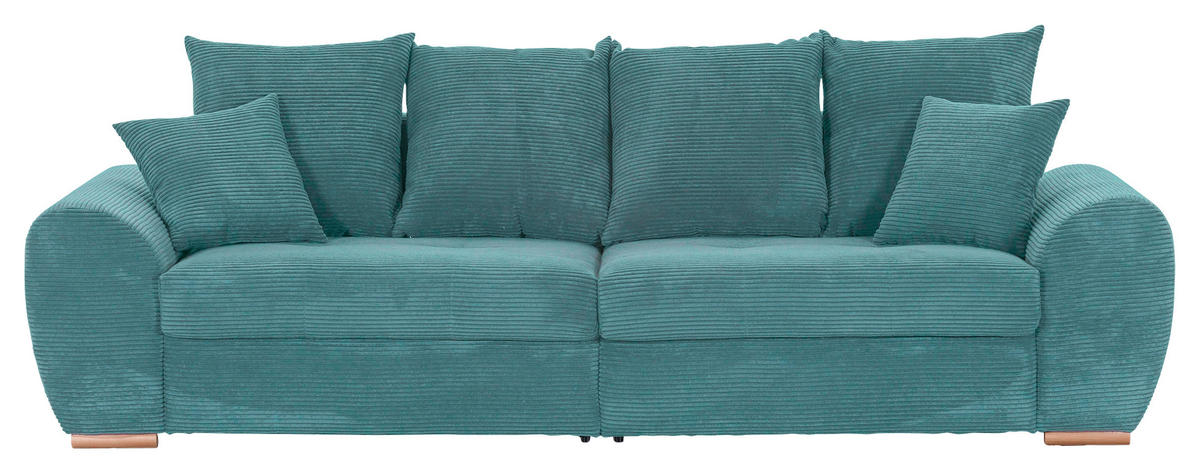 BIGSOFA in Cord Petrol  - Eichefarben/Petrol, KONVENTIONELL, Holz/Textil (270/72/109cm) - Carryhome