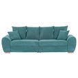 BIGSOFA Cord Petrol  - Eichefarben/Petrol, KONVENTIONELL, Holz/Textil (270/72/109cm) - Carryhome