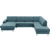 WOHNLANDSCHAFT in Echtleder Blau  - Blau/Alufarben, Design, Leder/Metall (165/339/233cm) - Beldomo Premium