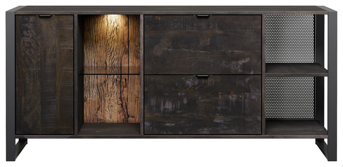 SIDEBOARD Stark Collection  in 180/82/40 cm  - Anthrazit/Schwarz, Basics, Glas/Holz (180/82/40cm) - Livetastic