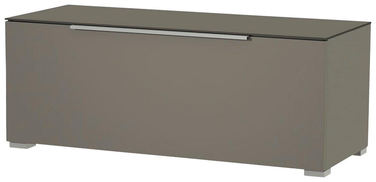 LOWBOARD Grau, Alufarben  110/58/45 cm  - Alufarben/Grau, Design, Glas/Holzwerkstoff (110/58/45cm) - Moderano