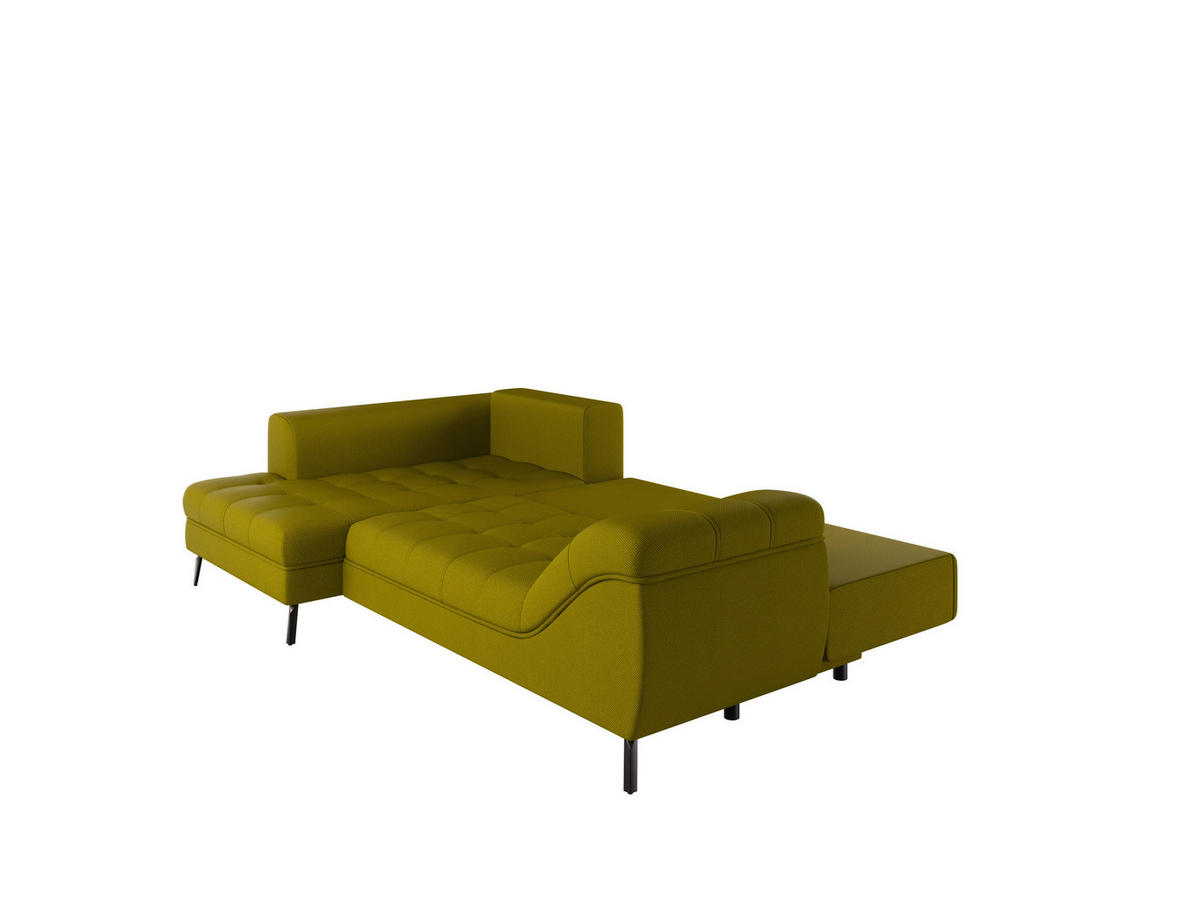 Ecksofa inkl. Funktionen in Webstoff Limette  - Limette/Schwarz, Modern, Textil/Metall (177/279cm)