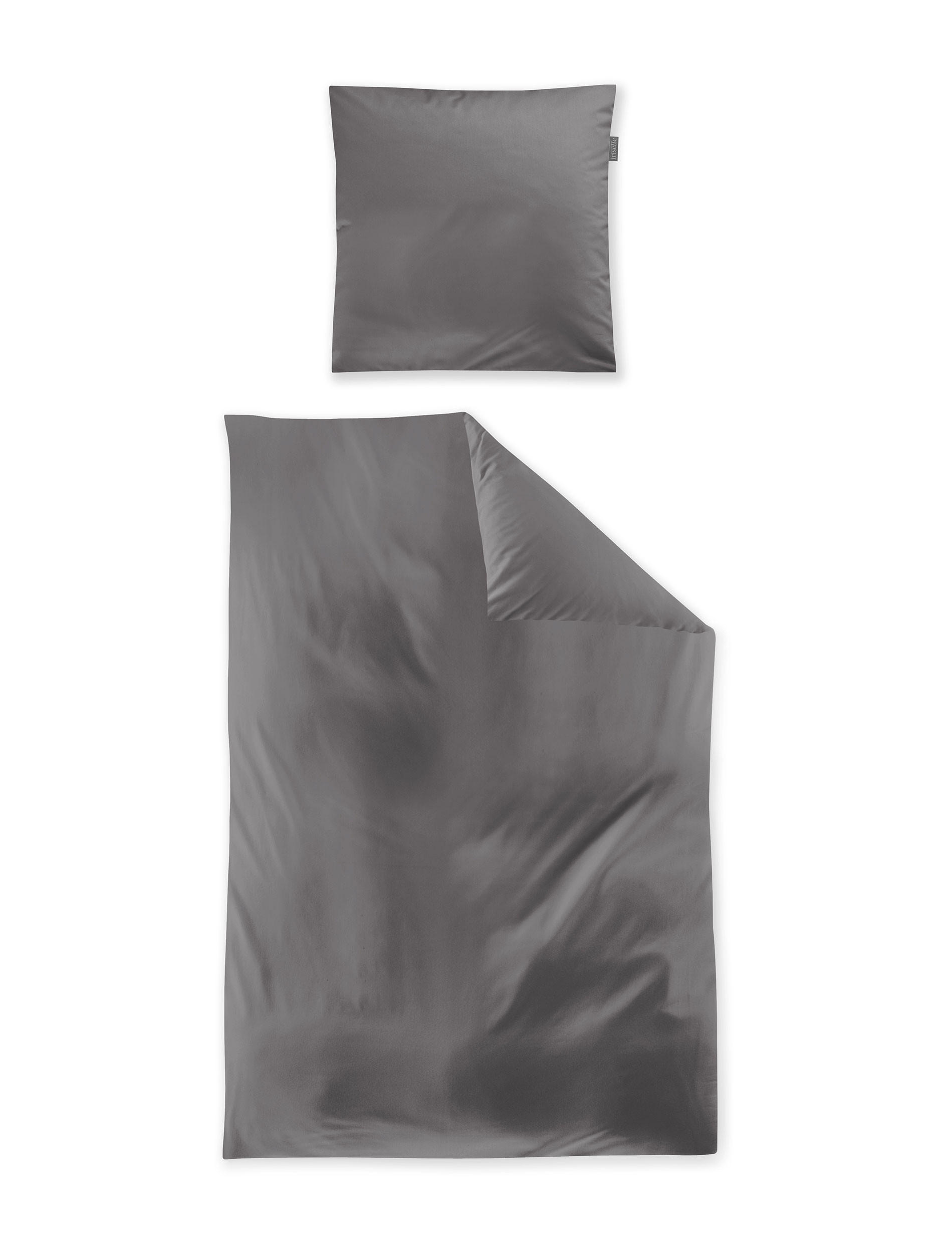 BETTWÄSCHE Makosatin 155/220 cm  - Graphitfarben, KONVENTIONELL, Textil (155/220cm) - Irisette