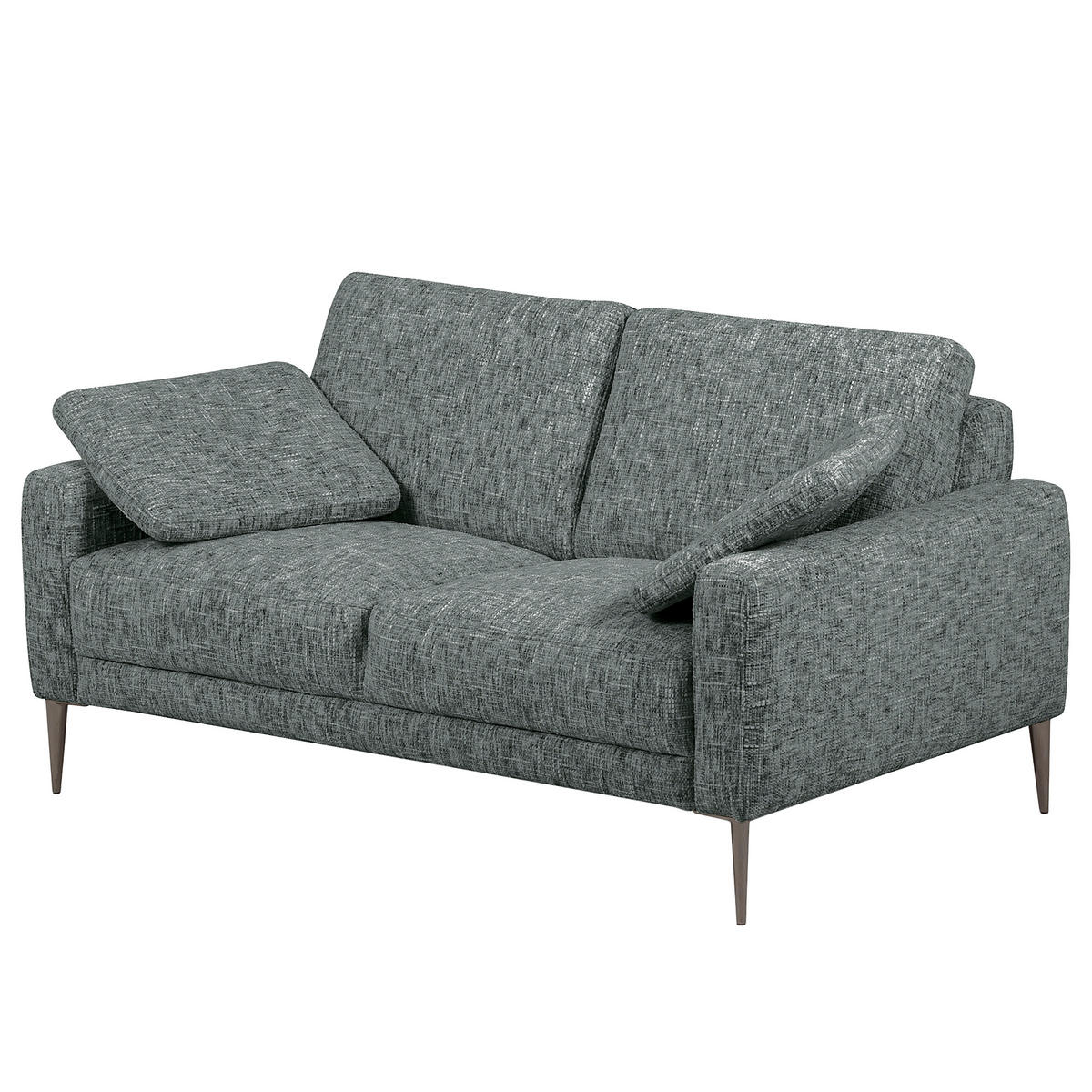 2-SITZER-SOFA Webstoff Anthrazit  - Anthrazit/Schwarzchrom, Design, Textil/Metall (157/85/92cm) - Livetastic