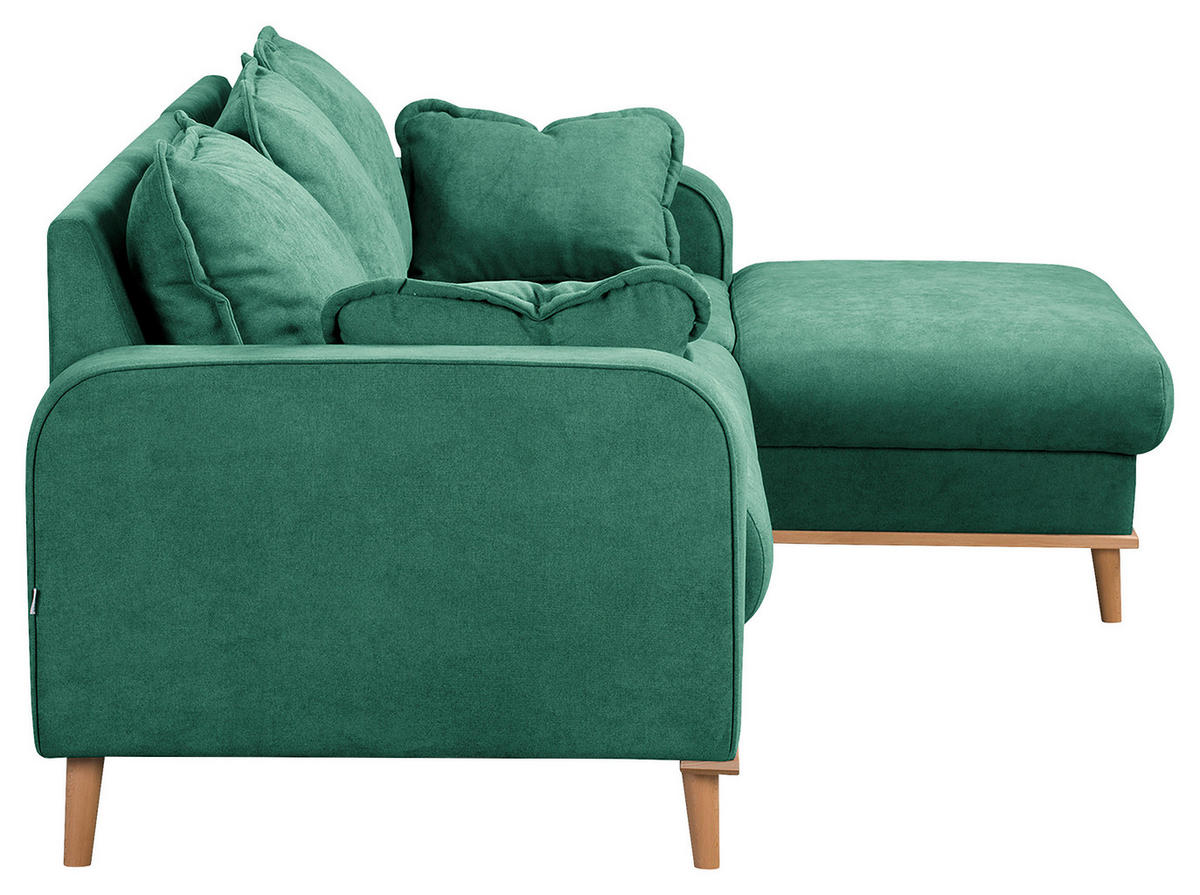 ECKSOFA in Mikrofaser Mintgrün  - Wengefarben/Mintgrün, Design, Holz/Textil (230/150cm) - Livetastic