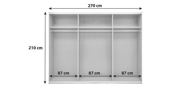 Schiebetürenschrank 270cm Alicante, Alpinlook/Betonoxid - Fichtefarben/Grau, MODERN, Holzwerkstoff (270/210/60cm) - Luca Bessoni