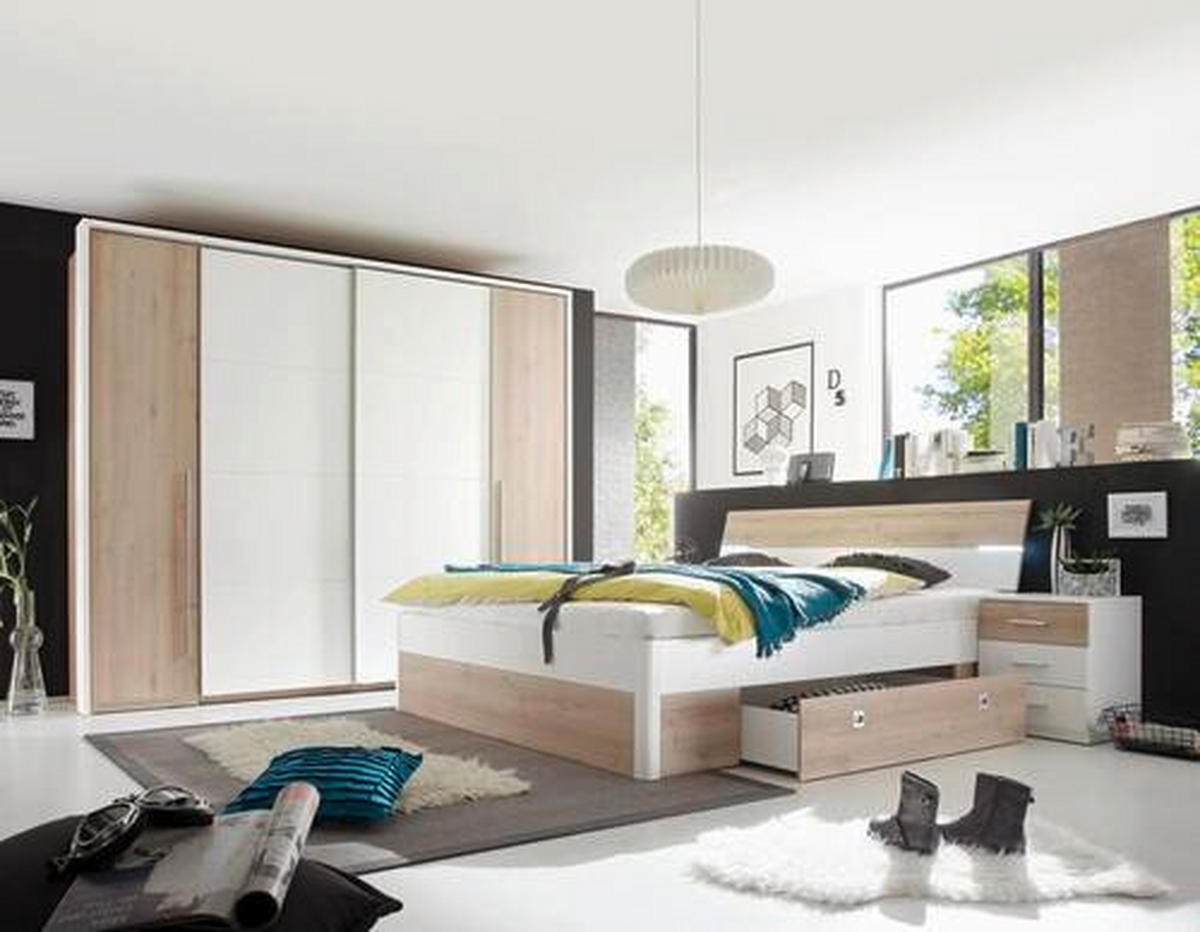 ŠATNÍ SKŘÍŇ, bílá, barvy buku, 315/225/61 cm - bílá/barvy buku, Design, kompozitní dřevo/plast (315/225/61cm) - Ti'me