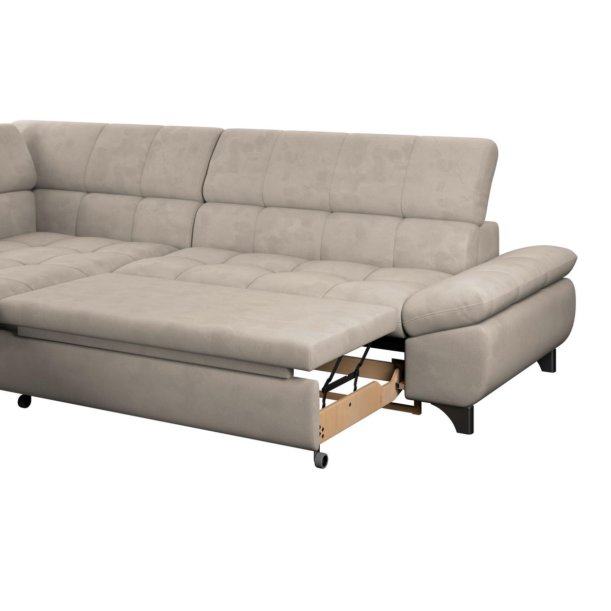 ECKSOFA Naturfarben Chenille  - Chromfarben/Naturfarben, KONVENTIONELL, Textil/Metall (234/312cm) - Livetastic