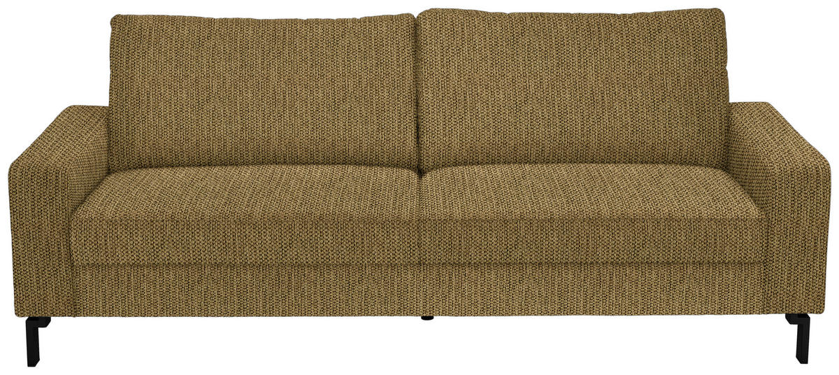 3-SITZER-SOFA  in Flachgewebe Messingfarben  - Messingfarben/Schwarz, Design, Textil/Metall (218/86/97cm) - Hom`in