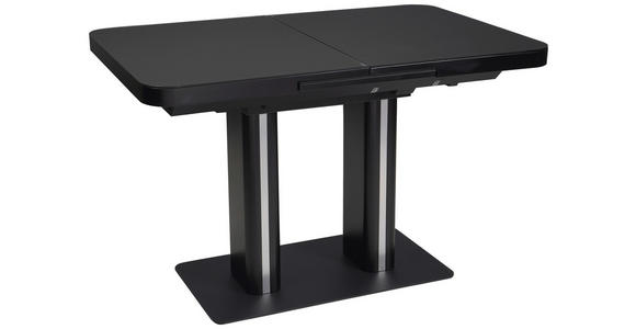 ESSTISCH in Metall, Glas, Holzwerkstoff 120-160/80/76 cm - Schwarz, Design, Glas/Holzwerkstoff (120-160/80/76cm) - Hom`in