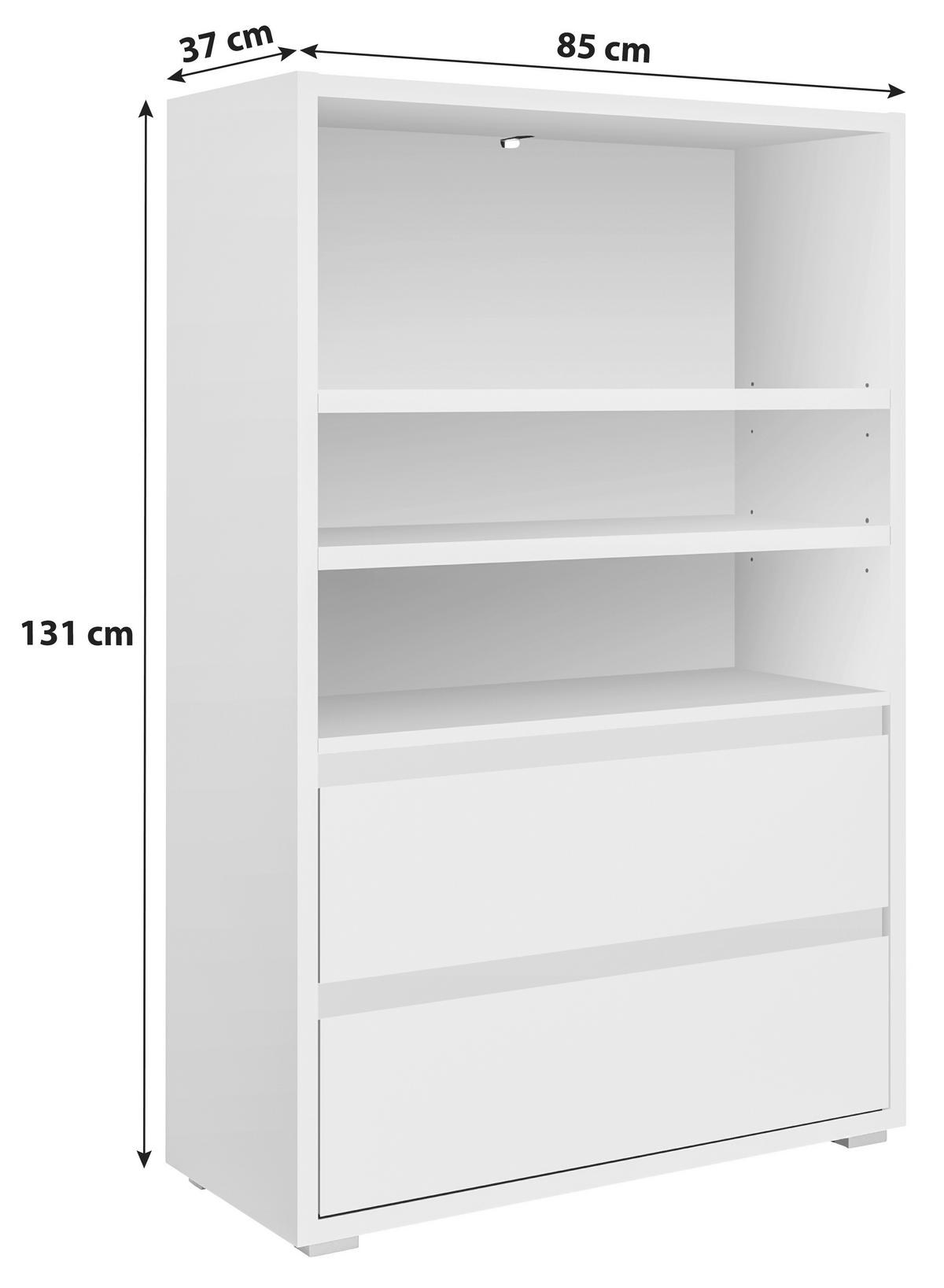 REGALELEMENT Weiß  - Silberfarben/Weiß, KONVENTIONELL, Holzwerkstoff (85/131/37cm) - MID.YOU