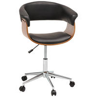 DREHSTUHL  in Lederlook Naturfarben, Schwarz  - Chromfarben/Schwarz, Lifestyle, Holz/Kunststoff (62.5/76.5-86/51cm) - Stylife