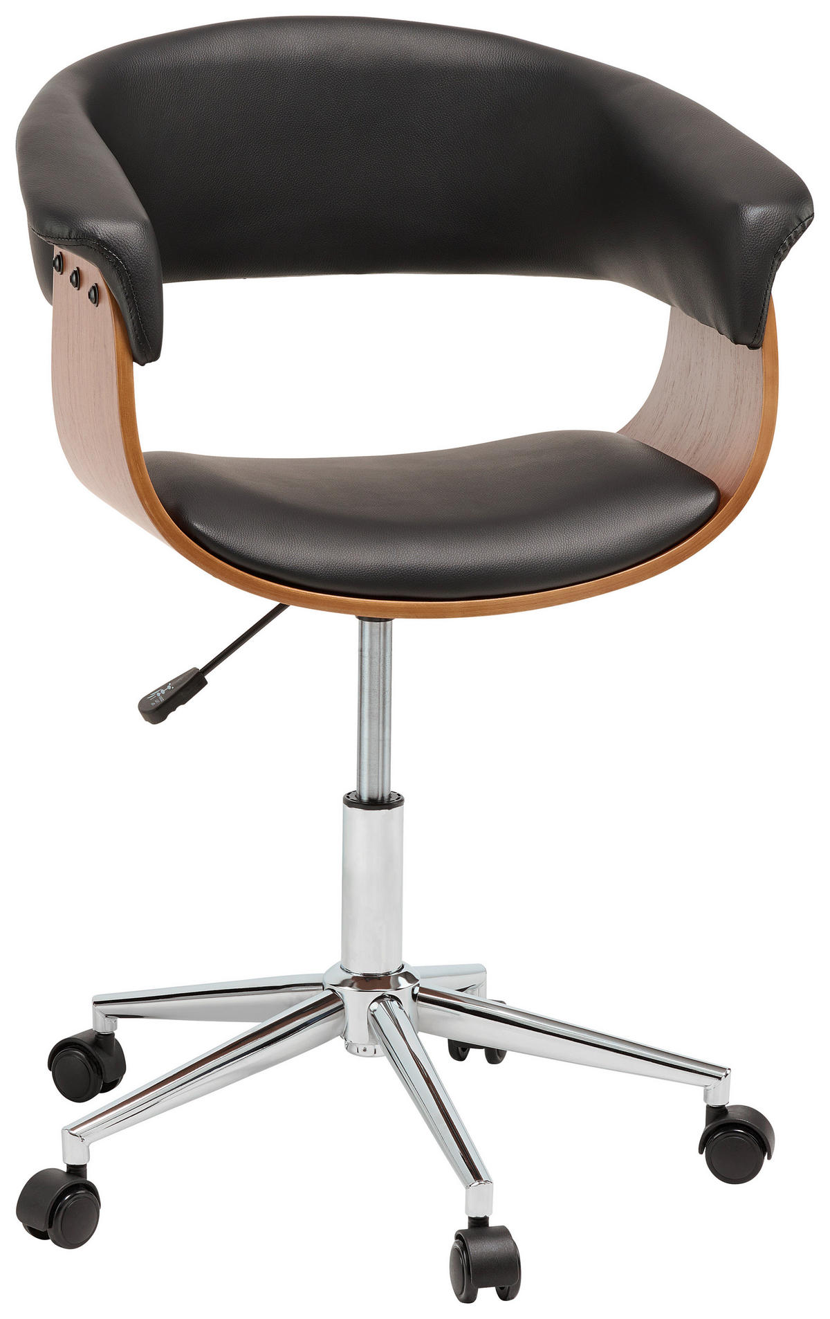 DREHSTUHL  in Lederlook Naturfarben, Schwarz  - Chromfarben/Schwarz, Lifestyle, Holz/Kunststoff (62.5/76.5-86/51cm) - Stylife