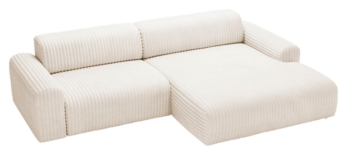 ECKSOFA in Cord Creme  - Creme/Schwarz, Design, Kunststoff/Textil (292/178cm) - Livetastic