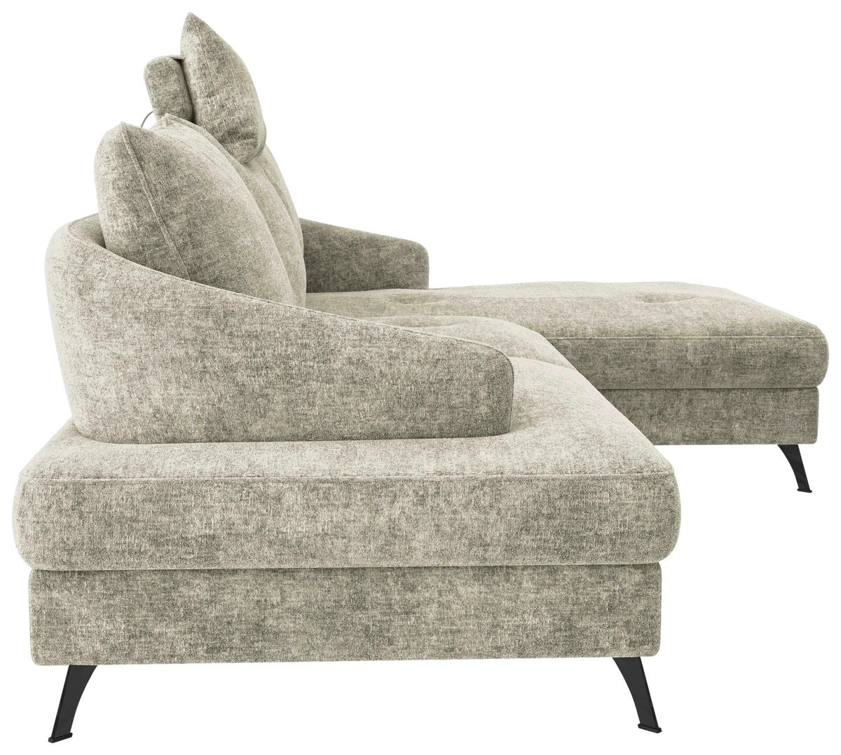 ECKSOFA in Webstoff Hellgrün  - Schwarz/Hellgrün, Konventionell, Textil/Metall (293/183cm) - Carryhome