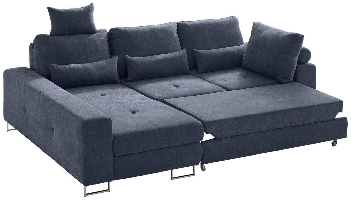 ECKSOFA Dunkelgrau Flachgewebe  - Dunkelgrau, Design, Textil/Metall (188/260cm) - Hom`in