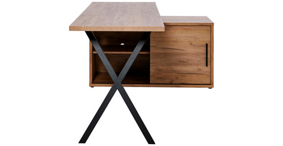 ECKSCHREIBTISCH 150/110/74 cm in Eichefarben - Eichefarben/Schwarz, MODERN, Holzwerkstoff/Metall (150/110/74cm) - Novel