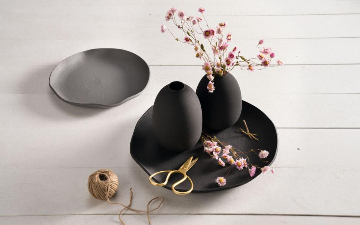 VASE 19,00 cm  - Schwarz, Basics, Metall (19cm) - Leonardo