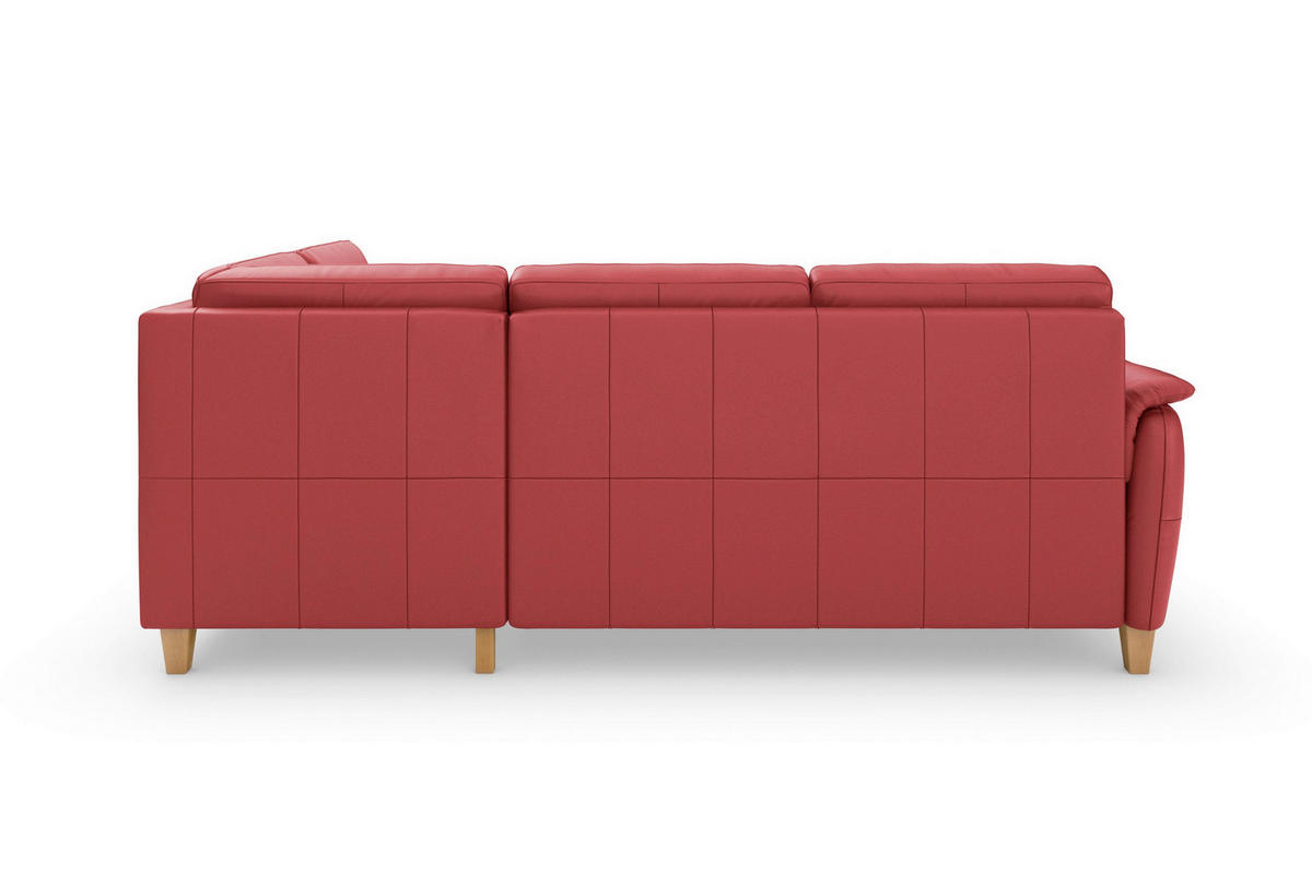 ROHOVÁ SEDAČKA, koža, červená - farba duba/červená, Basics, koža/drevo (236/212cm) - Sit & More