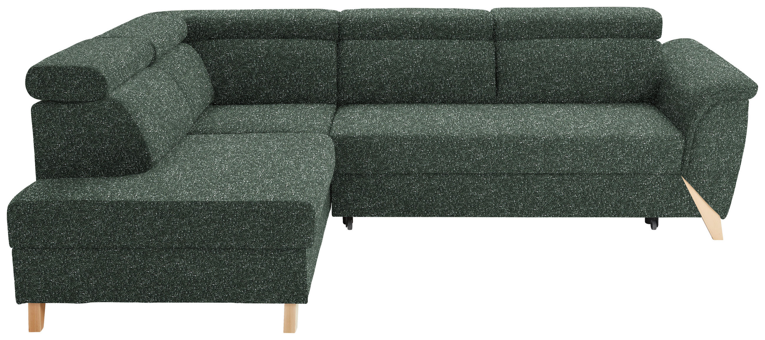 ECKSOFA in Bouclé Waldgrün  200/265 cm  - Waldgrün/Naturfarben, KONVENTIONELL, Holz/Textil (200/265cm) - Stylife