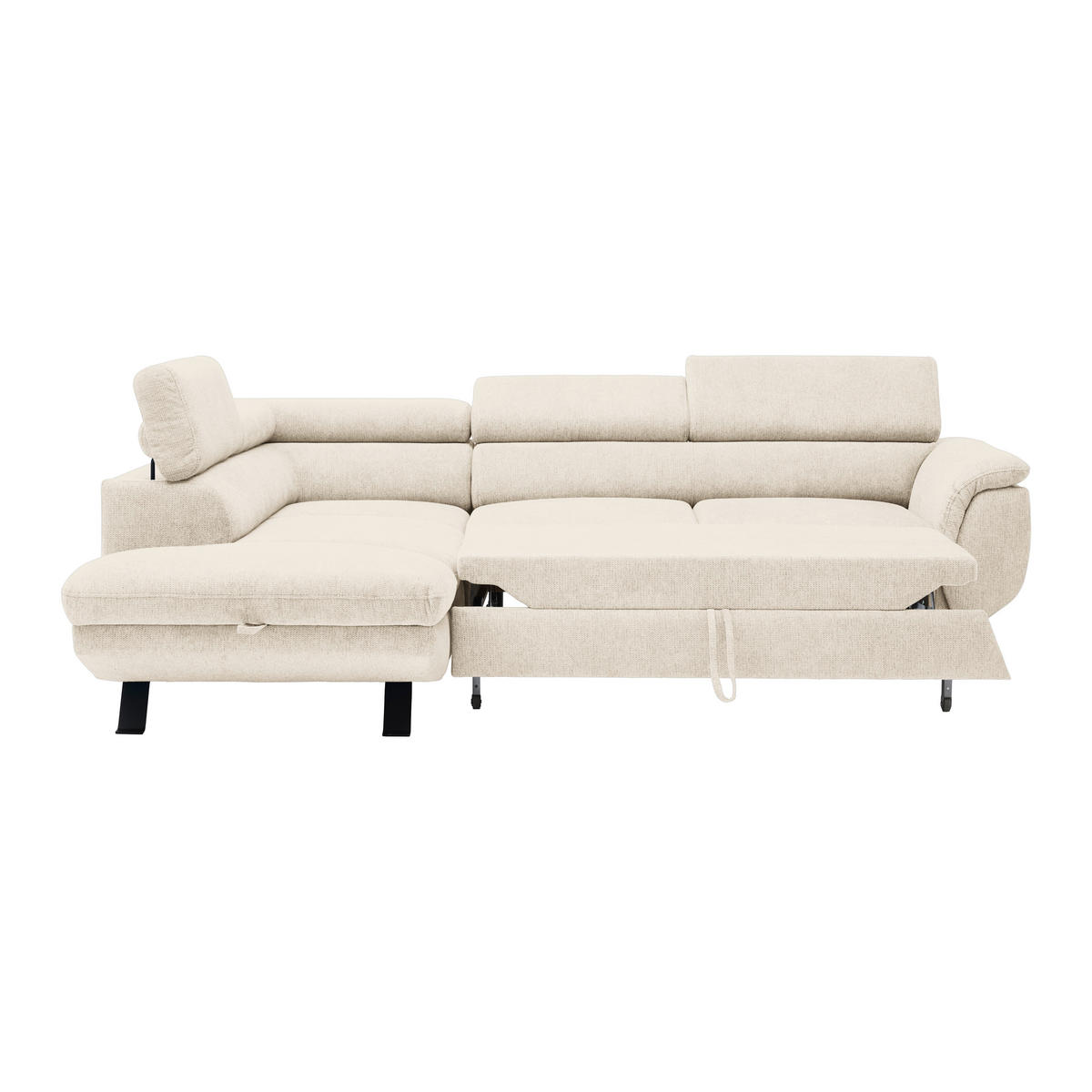 HÖRNSOFFA i vävt tyg beige  - beige/svart, Modern, metall/textil (198/257cm) - MID.YOU