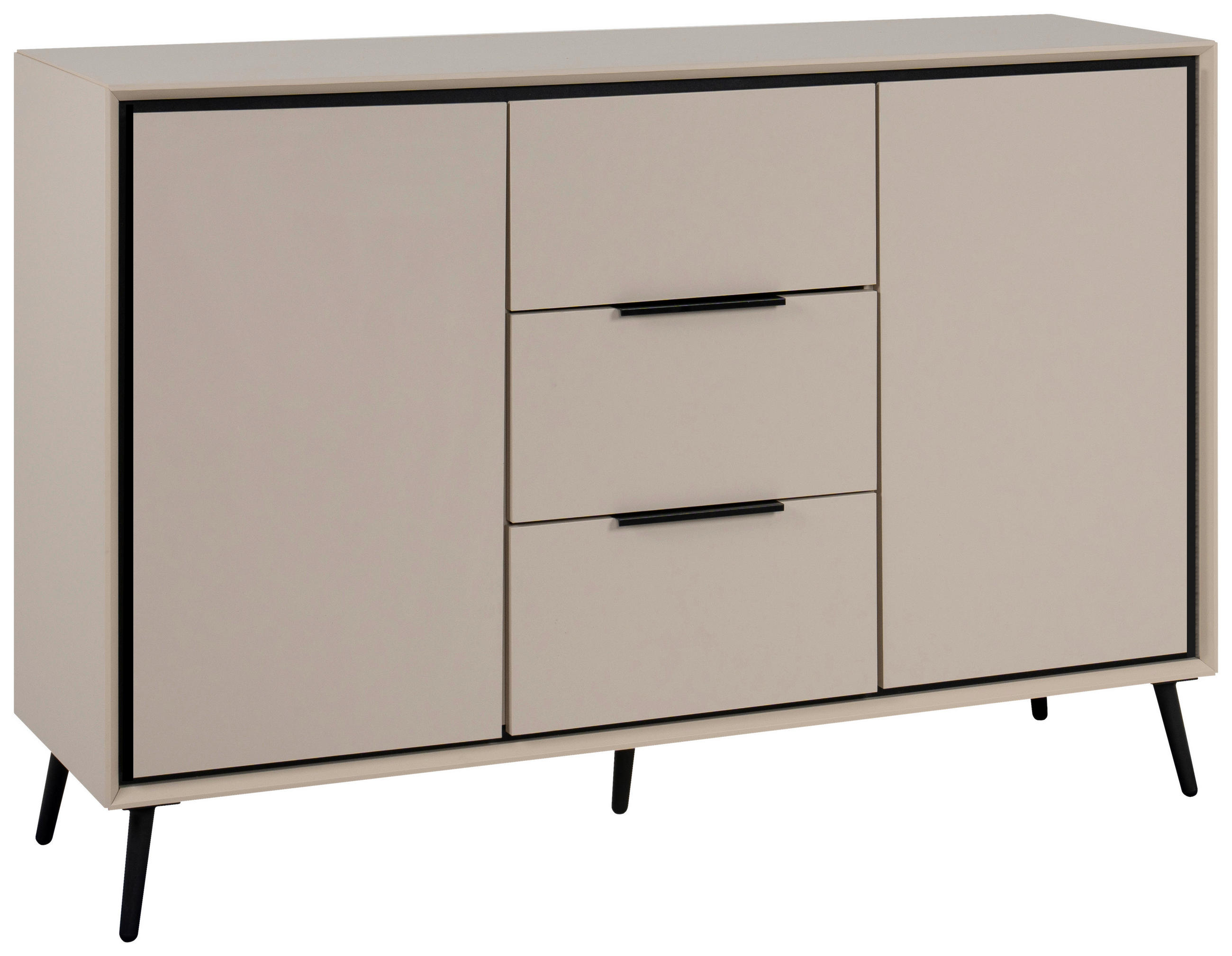 KOMMODE 135/90/38 cm in Schwarz, Sandfarben - Sandfarben/Schwarz, Konventionell, Holzwerkstoff/Kunststoff (135/90/38cm) - Livetastic