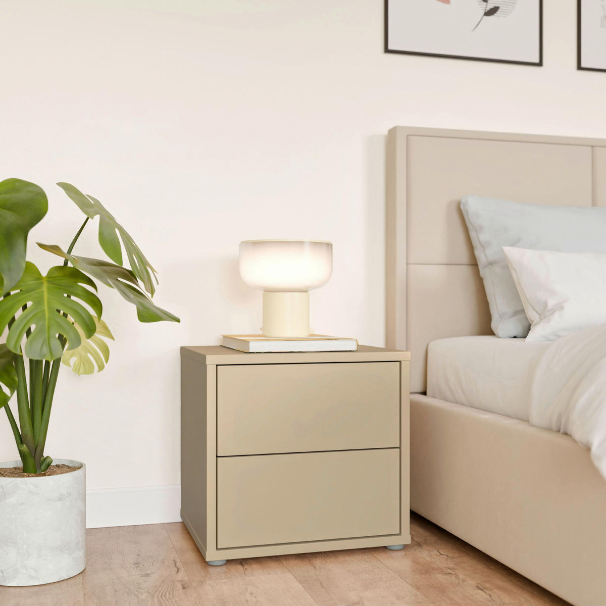 NACHTSCHRANK 50/48/42 cm  - Silberfarben/Hellgelb, Trend, Holzwerkstoff/Kunststoff (50/48/42cm) - Carryhome