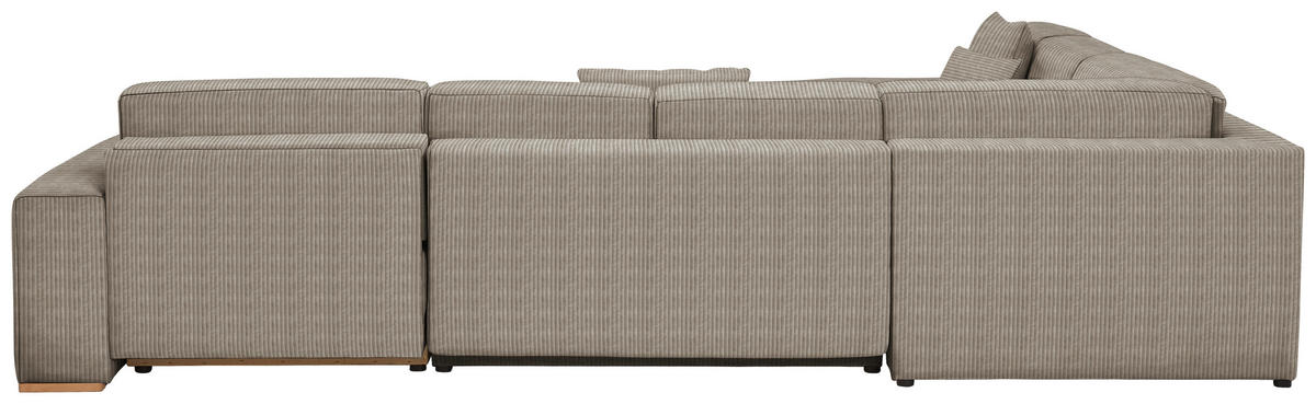 WOHNLANDSCHAFT in Cord Taupe  - Taupe/Buchefarben, Konventionell, Holz/Kunststoff (283/371/208cm) - Livetastic