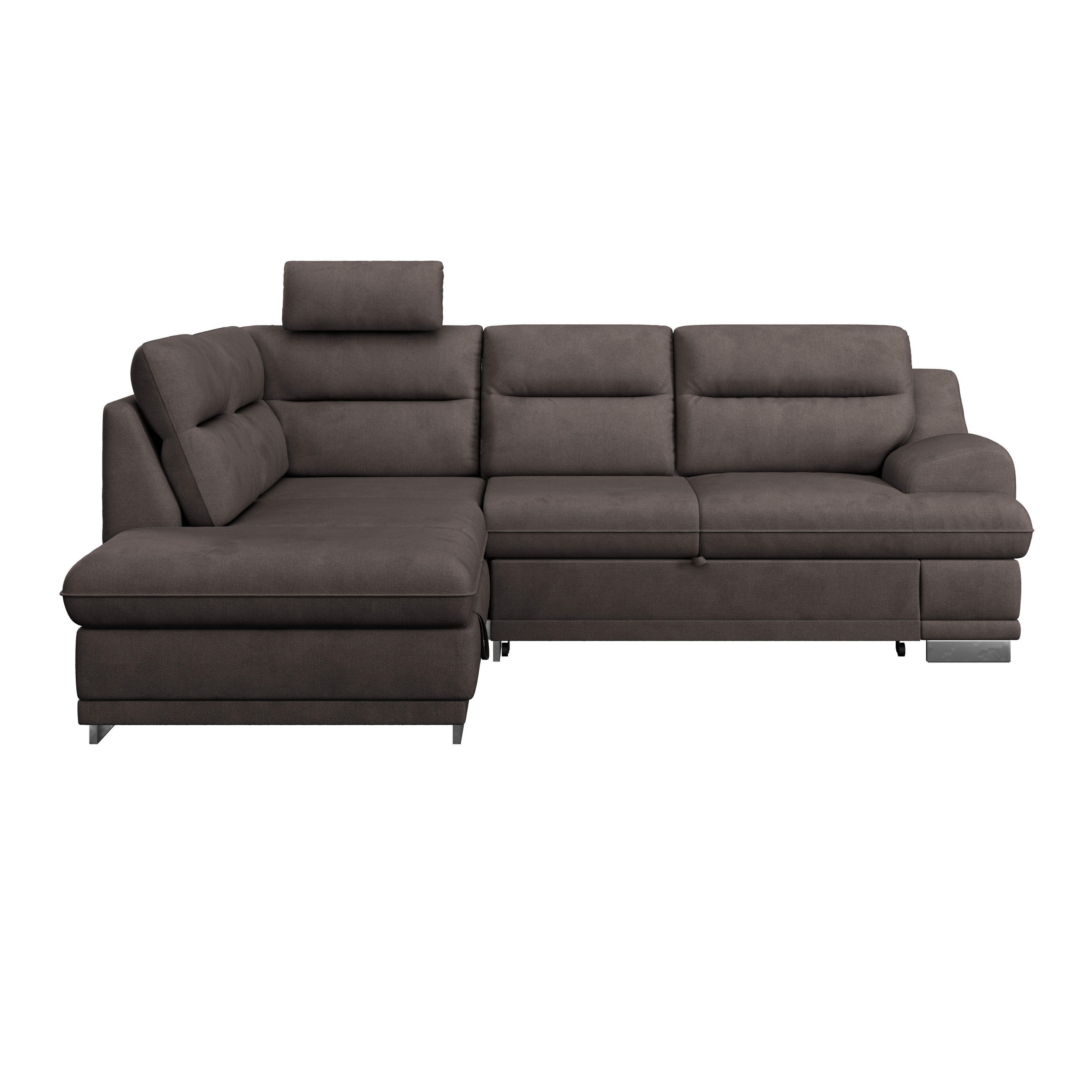 WOHNLANDSCHAFT in Velours Braun  - Chromfarben/Braun, Konventionell, Textil/Metall (217/264cm) - MID.YOU