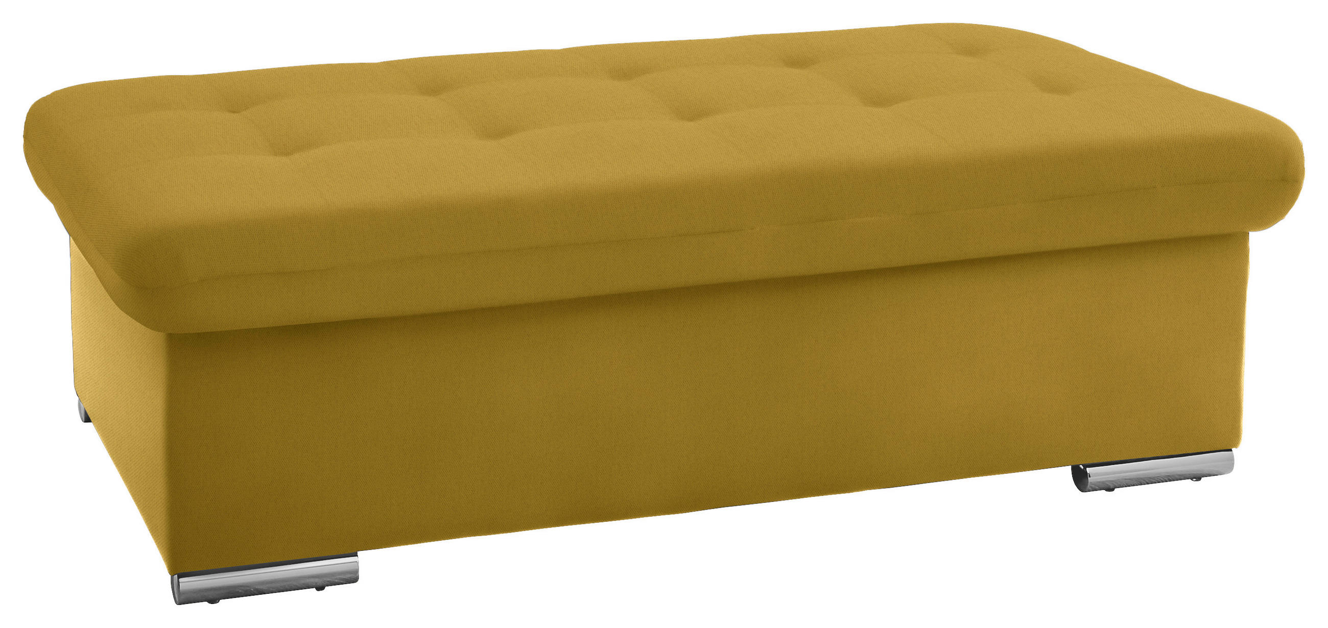 HOCKER in Textil Gelb  - Gelb/Silberfarben, Design, Textil/Metall (137/43/74cm) - Cantus