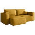 ECKSOFA Senfgelb Webstoff Zierkissen, Rückenkissen, Rücken echt  - Senfgelb/Schwarz, MODERN, Kunststoff/Textil (153/250cm) - Xora