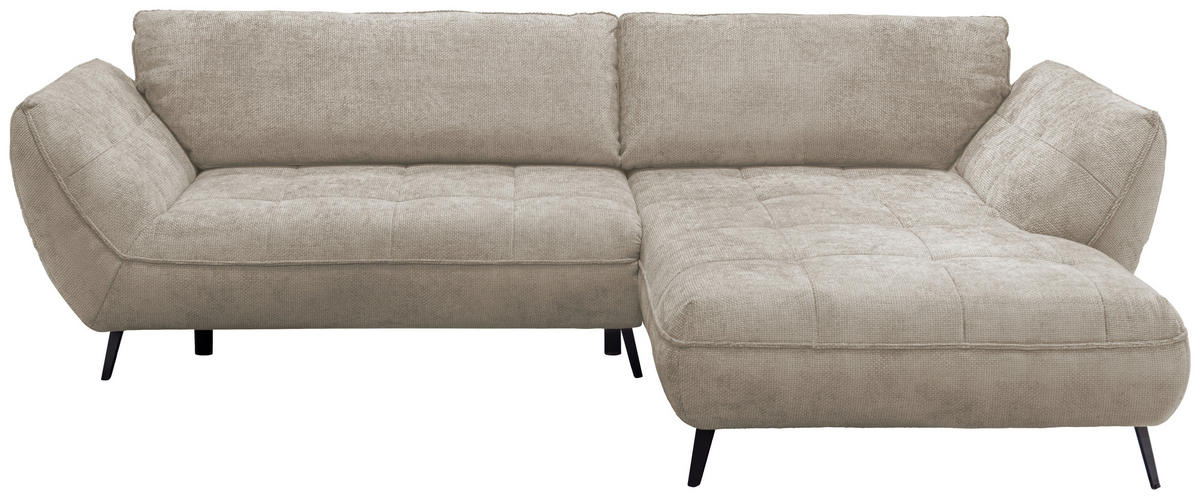 ECKSOFA in Struktur Sandfarben  - Sandfarben/Schwarz, Design, Textil/Metall (282/187cm) - Livetastic