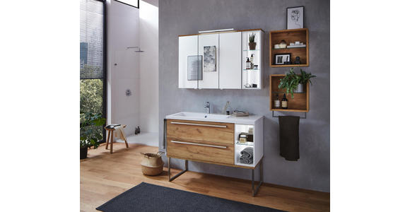 BADEZIMMER - Eichefarben/Weiß, Basics, Glas/Holzwerkstoff (120cm) - Dieter Knoll