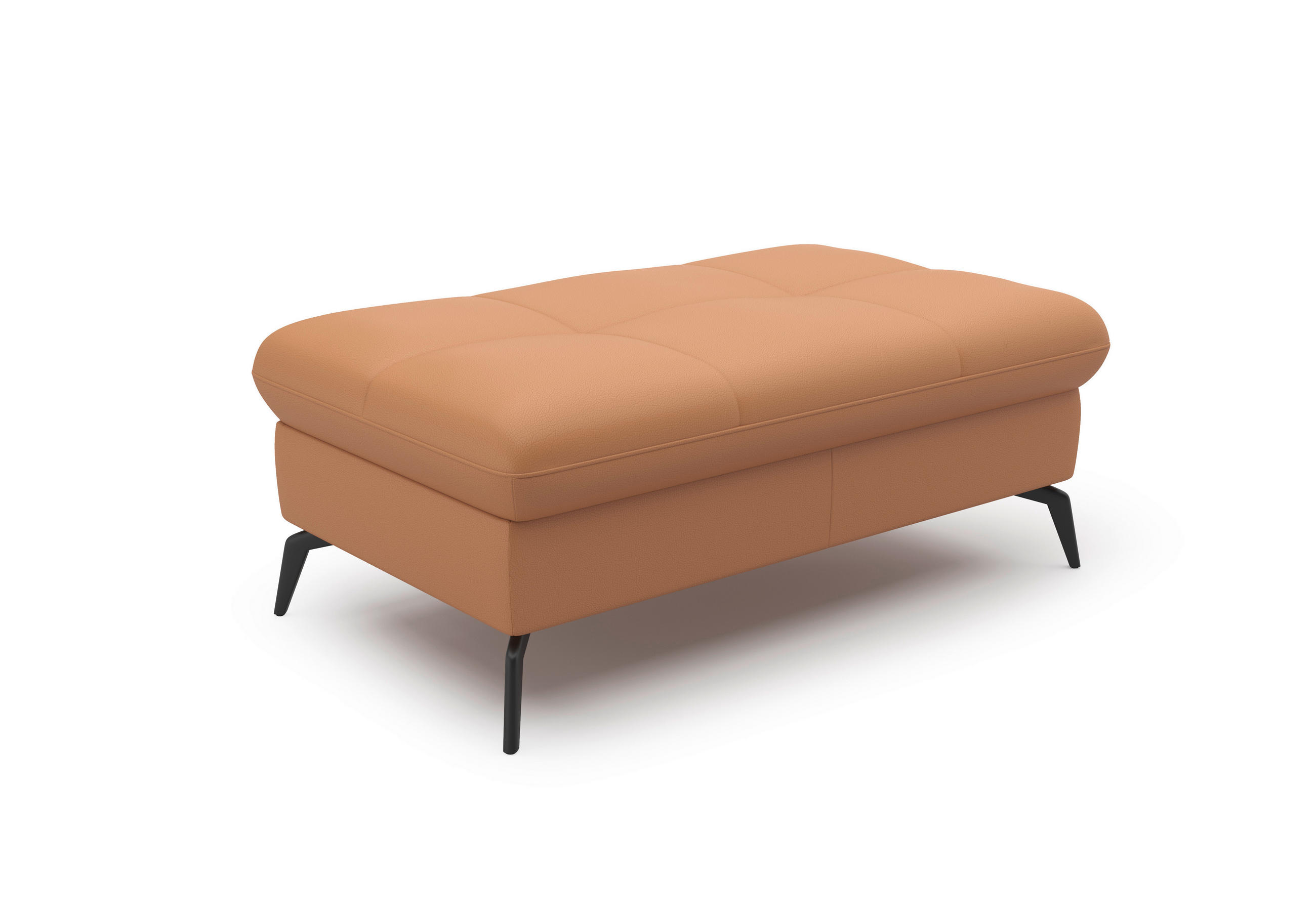 HOCKER in Leder Cappuccino  - Schwarz/Cappuccino, Konventionell, Leder/Metall (102/47/69cm) - Sit & More