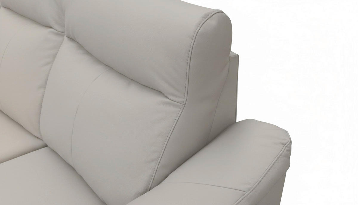 ECKSOFA Lederlook Echtleder Platinfarben  - Platinfarben/Wengefarben, Design, Leder/Holz (229/260cm) - Livetastic