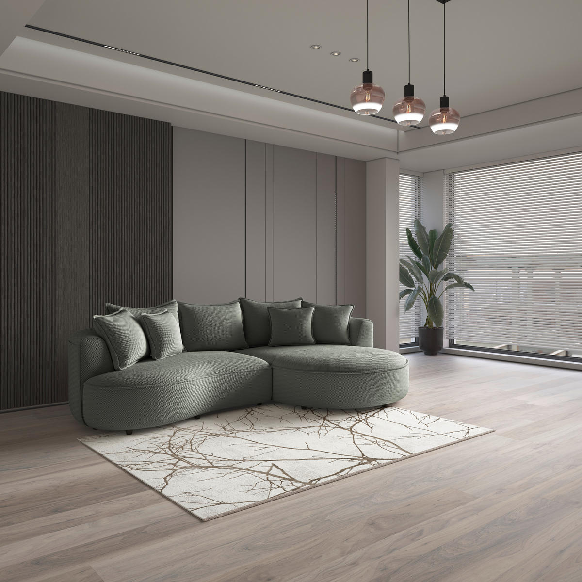 ECKSOFA LEVI Grün Velours, Struktur  - Schwarz/Grün, MODERN, Kunststoff/Textil (287/168cm) - Livetastic