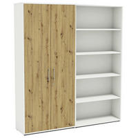 AKTENSCHRANK Weiß, Eiche Artisan  - Eiche Artisan/Weiß, MODERN, Holzwerkstoff (168,8/185,6/33cm) - MID.YOU