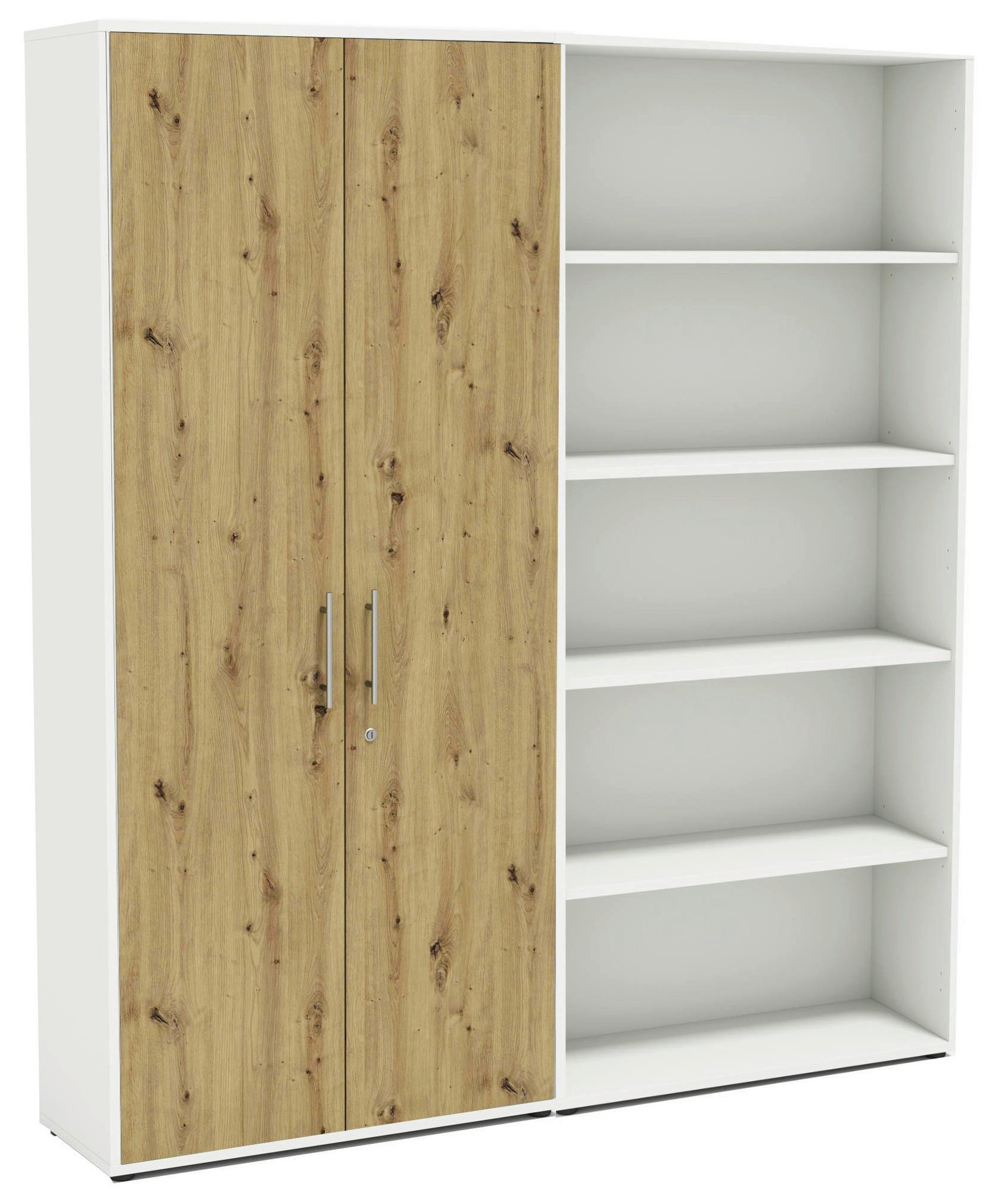 Mid.you Aktenschrank Office Edition Weiß, Eiche Artisan 168.8x185.6x33 cm
