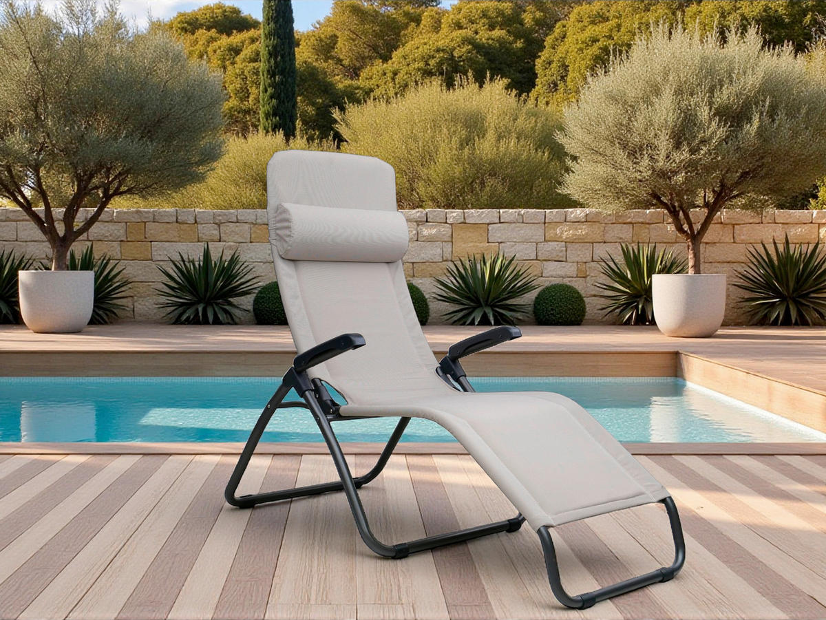 BÄDERLIEGE 69/118/185 cm  - Taupe/Anthrazit, KONVENTIONELL, Textil/Metall (69/118/185cm)